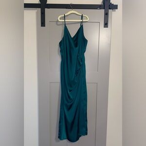 dark green satin dress!!